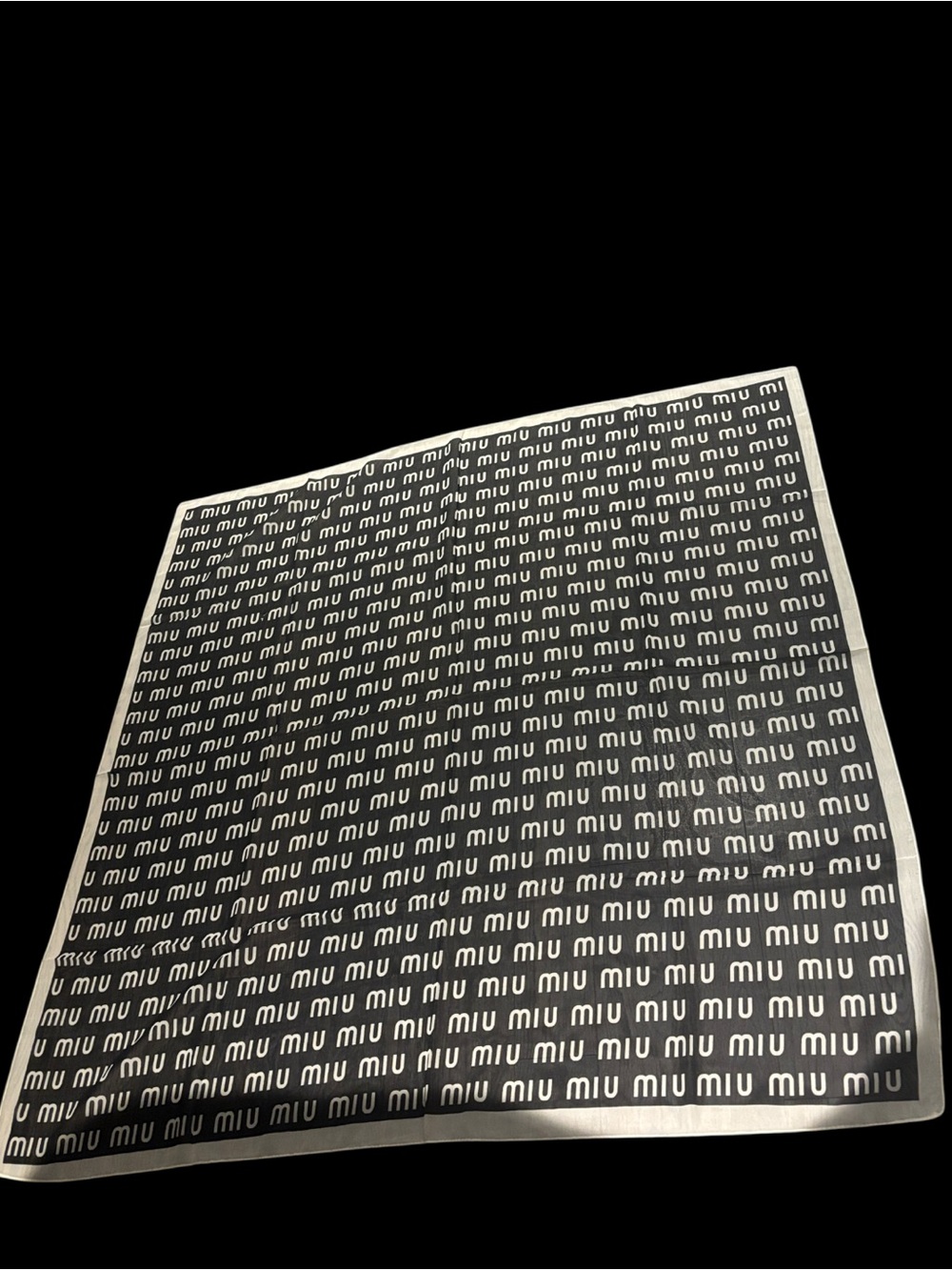 Fashion Miu Miu Black Logo Square oversized chiffon scarf